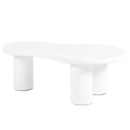 Easy Assembly Nesting Coffee Table Set Of 2, Cream Style Cloud Coffee Table With Round Small Side Table, Irregular Center Table With Thick Legs For Living Room, White, 39.3''X 13.7'', 15.7'' White