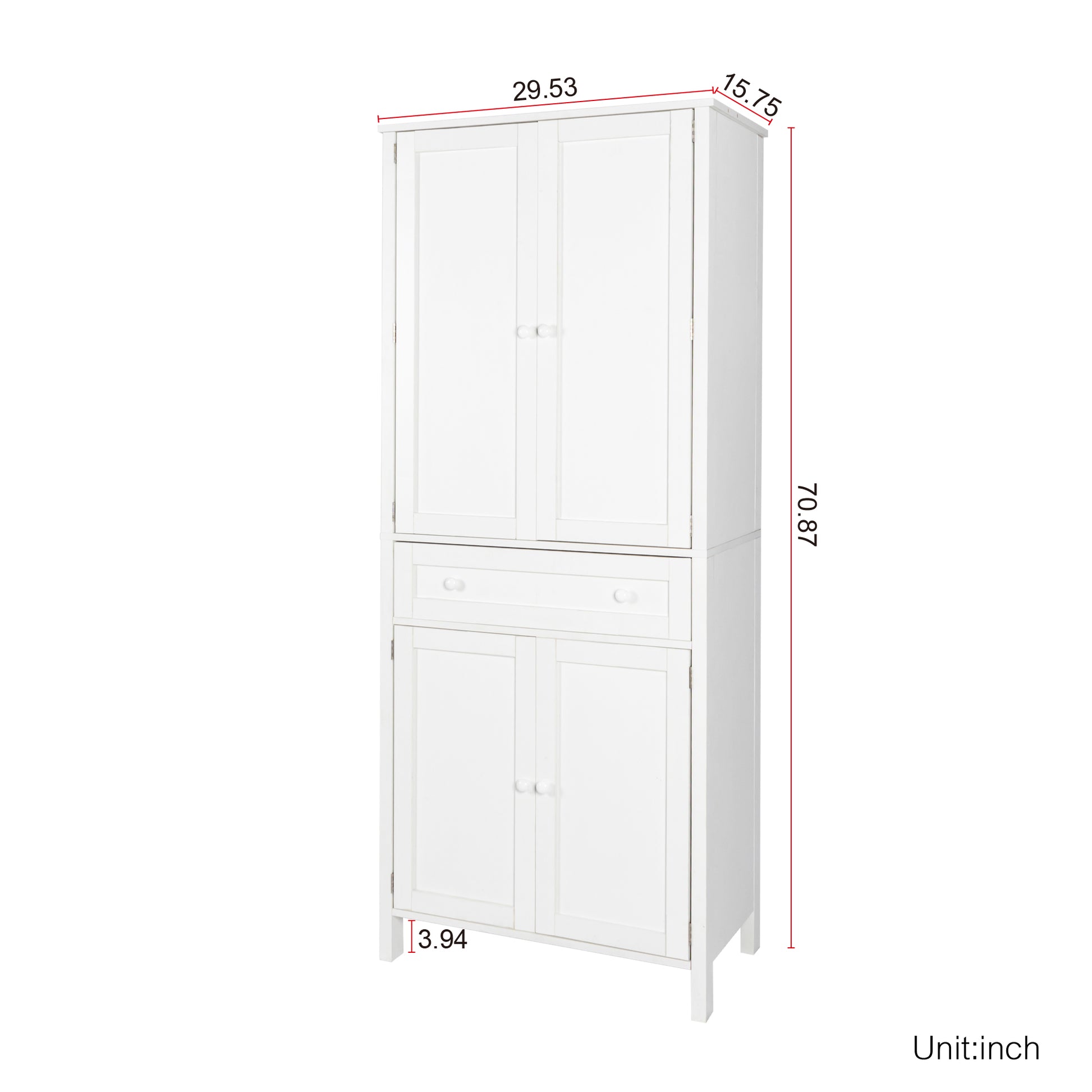 70.87" Tall Kitchen Pantry, Storage Cabinetkitchen Cabinetdrawer And Adjustable Shelves, For Kitchen, Dining Room, White White Particle Board Mdf