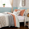 6 Piece Cotton Percale Quilt Set With Throw Pillows Coral King Cal King King Coral Polyester