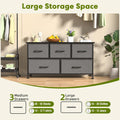 Simple Deluxe 5 Drawers Dresser For Bedroom, Kidsroom Furniture, Wide Chest Of Drawers, Storage Organizer Units With Fabric Bins For Closet, Metal Frame, Waterproof Wood Top, Adjustable Feet, Gray