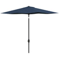 Outsunny 6.5' X 10' Rectangular Market Umbrella, Patio Outdoor Table Umbrella With Crank And Push Button Tilt, Blue Blue Steel