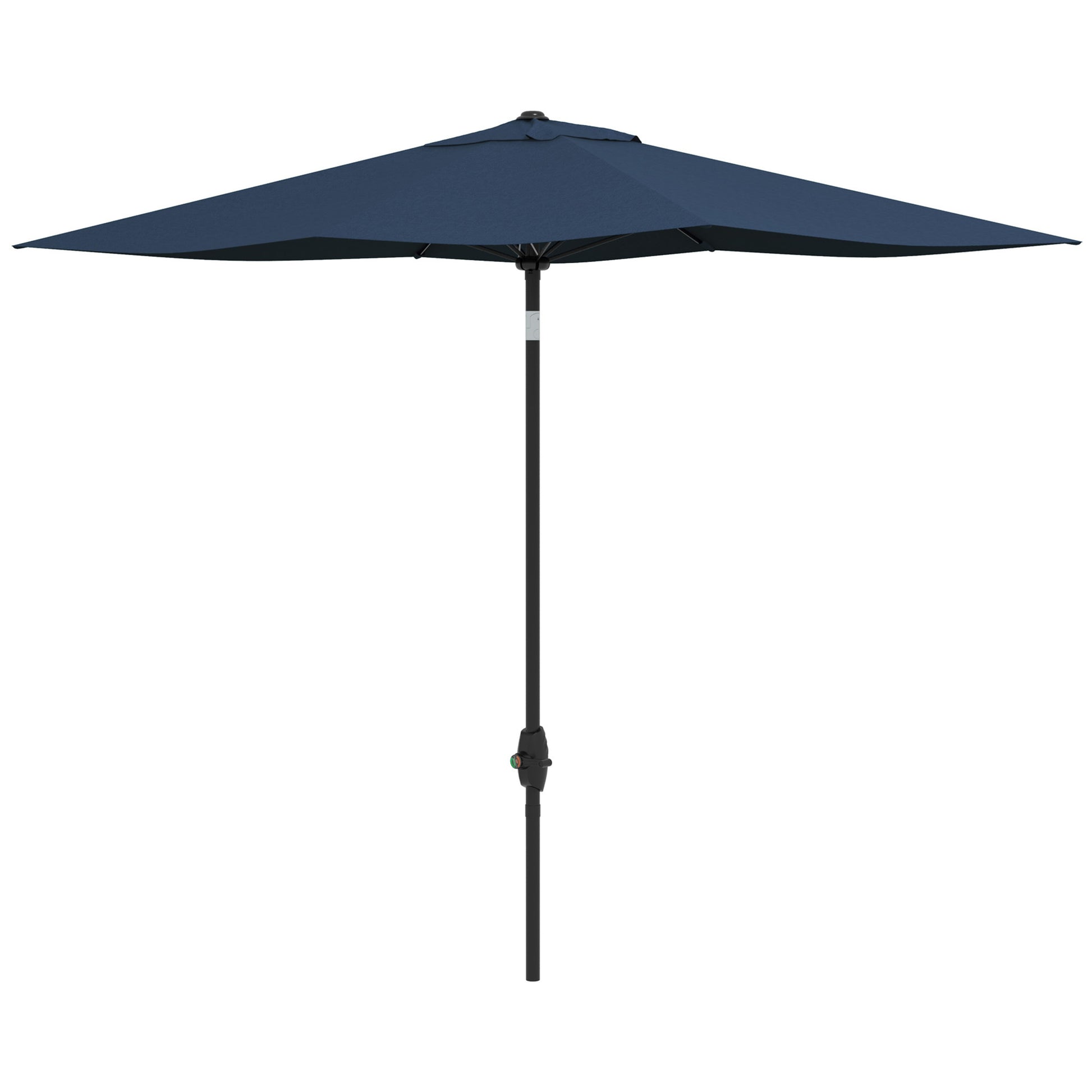 Outsunny 6.5' X 10' Rectangular Market Umbrella, Patio Outdoor Table Umbrella With Crank And Push Button Tilt, Blue Blue Steel
