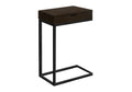 Accent Table, C Shaped, End, Side, Snack, Storage Drawer, Living Room, Bedroom, Brown Laminate, Black Metal, Contemporary, Modern Espresso Particle Board