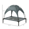 Pawhut Elevated Portable Dog Cot Pet Bed With Uv Protection Canopy Shade, 30 Inch, Gray Gray Metal