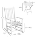 Outsunny Outdoor Rocking Chair Set Of 2 With Side Table, Patio Wooden Rocking Chair With Smooth Armrests, High Back For Garden, Balcony, Porch, Supports Up To 352 Lbs., White White Wood