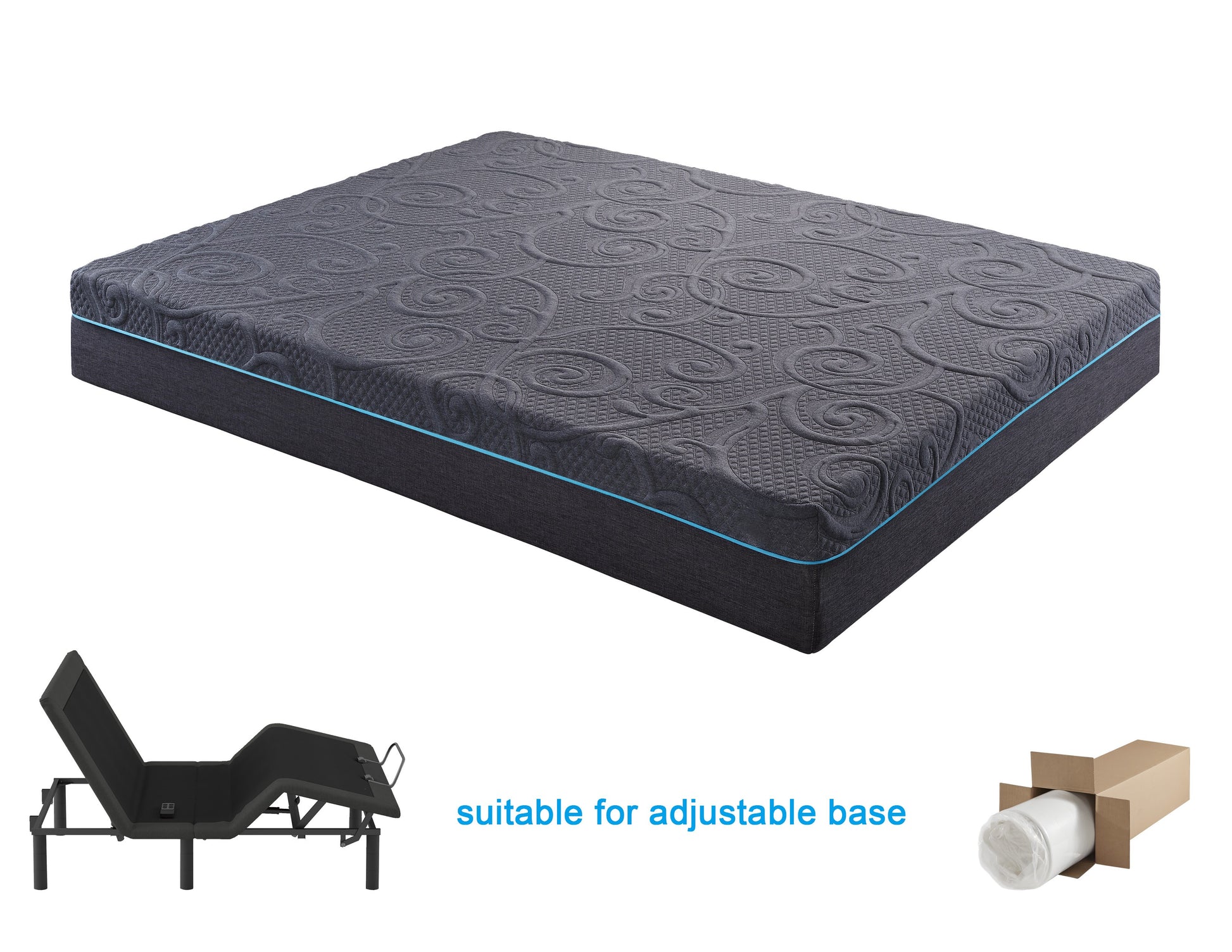 8" Full Size Bed Mattress Gel Infused Memory Foam Hybrid Mattress, Dark Gray, Mattress In A Box, Firm Comfort Mattress Dark Gray Bedroom Foam Spring Full