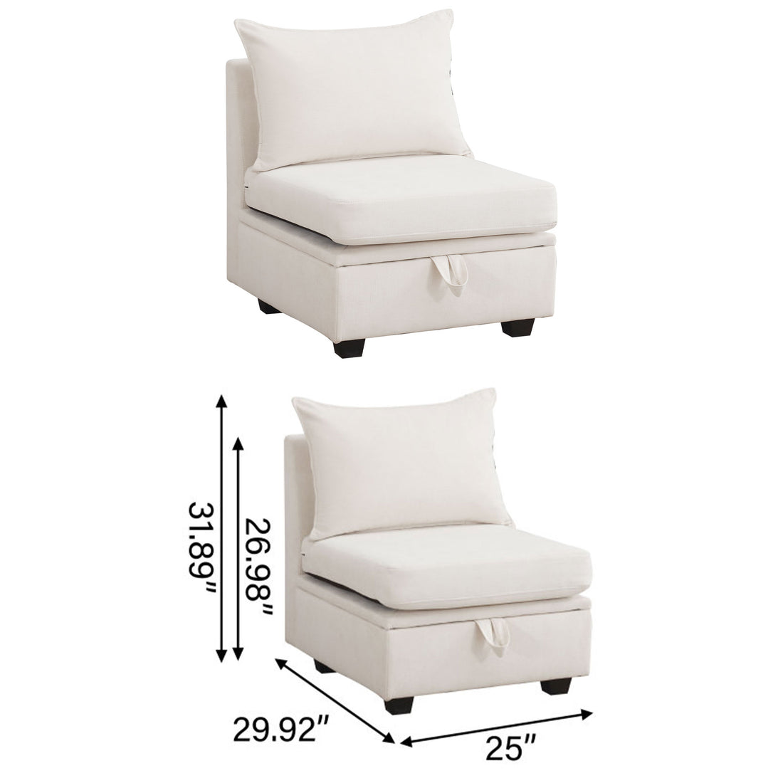 Modular Sectional Sofa, Convertible Sofa Couch With Storage, Sleeper Sectional Sofa Set, Flexible Modular Combinations Fabric Couch For Living Room,Beige 1 Pcs Beige Wood Soft Heavy Duty Fabric 1 Seat