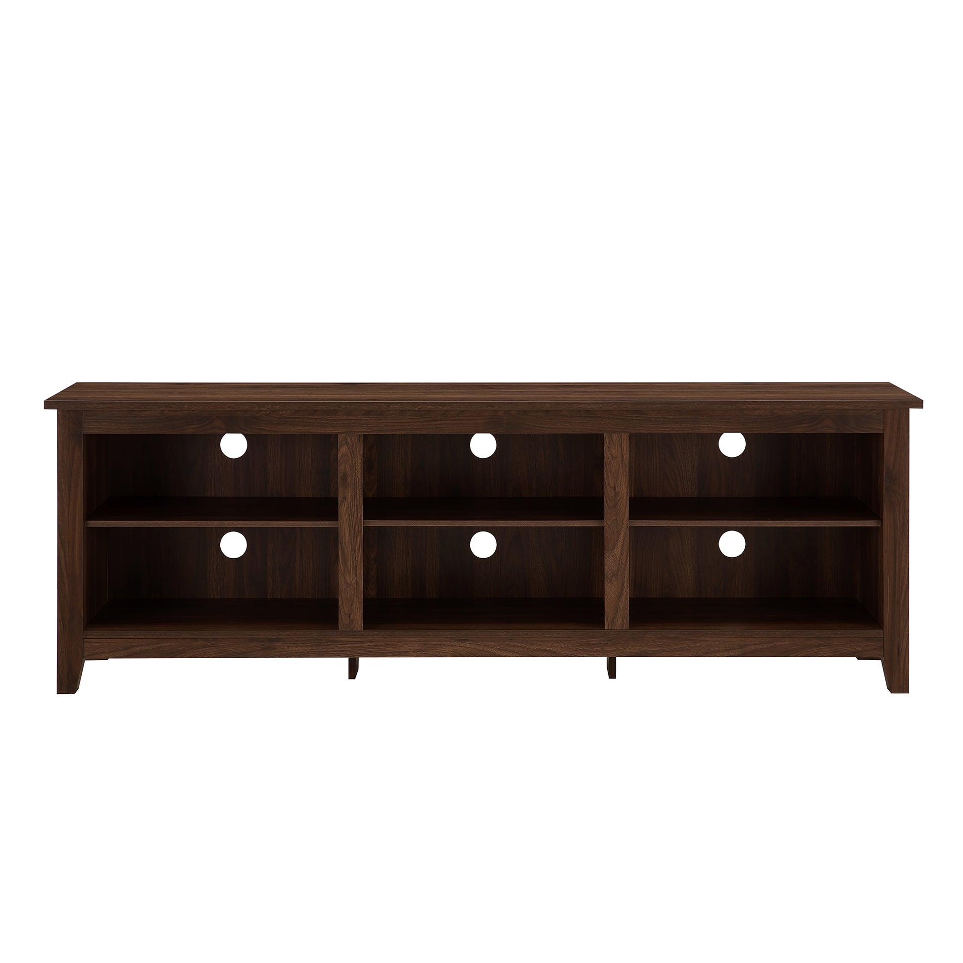 Modern Transitional 3 Shelf Open Storage 70" Tv Stand For 80" Tvs Dark Walnut Dark Brown Mdf