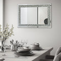 Large Wall Mounted Silver Decorative Rectangular Wall Mirror For Home, Living Room, Bedroom, Entryway 91*61Cm Silver Mdf Glass