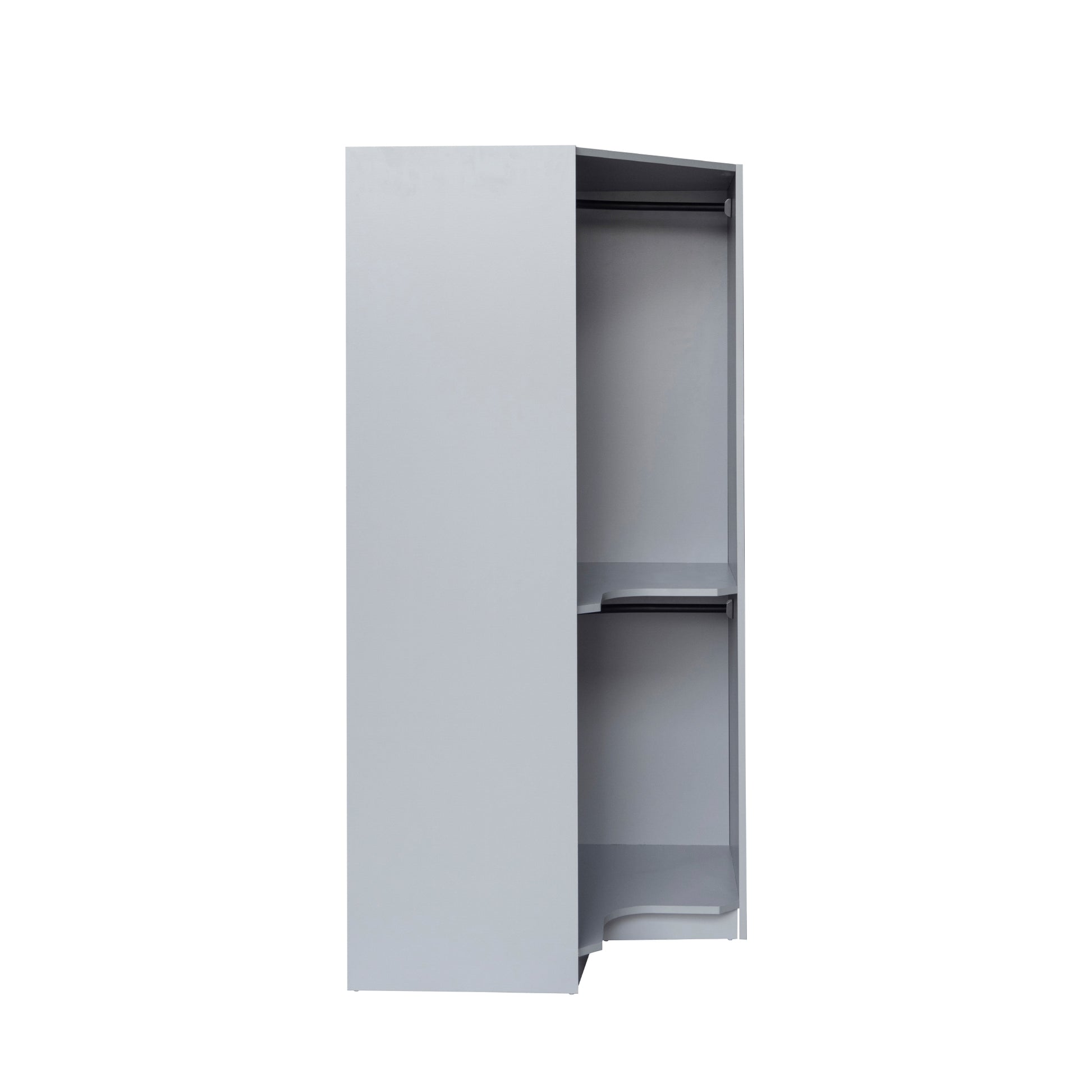 Polygon Corner Wardrobe, Gray Gray Particle Board