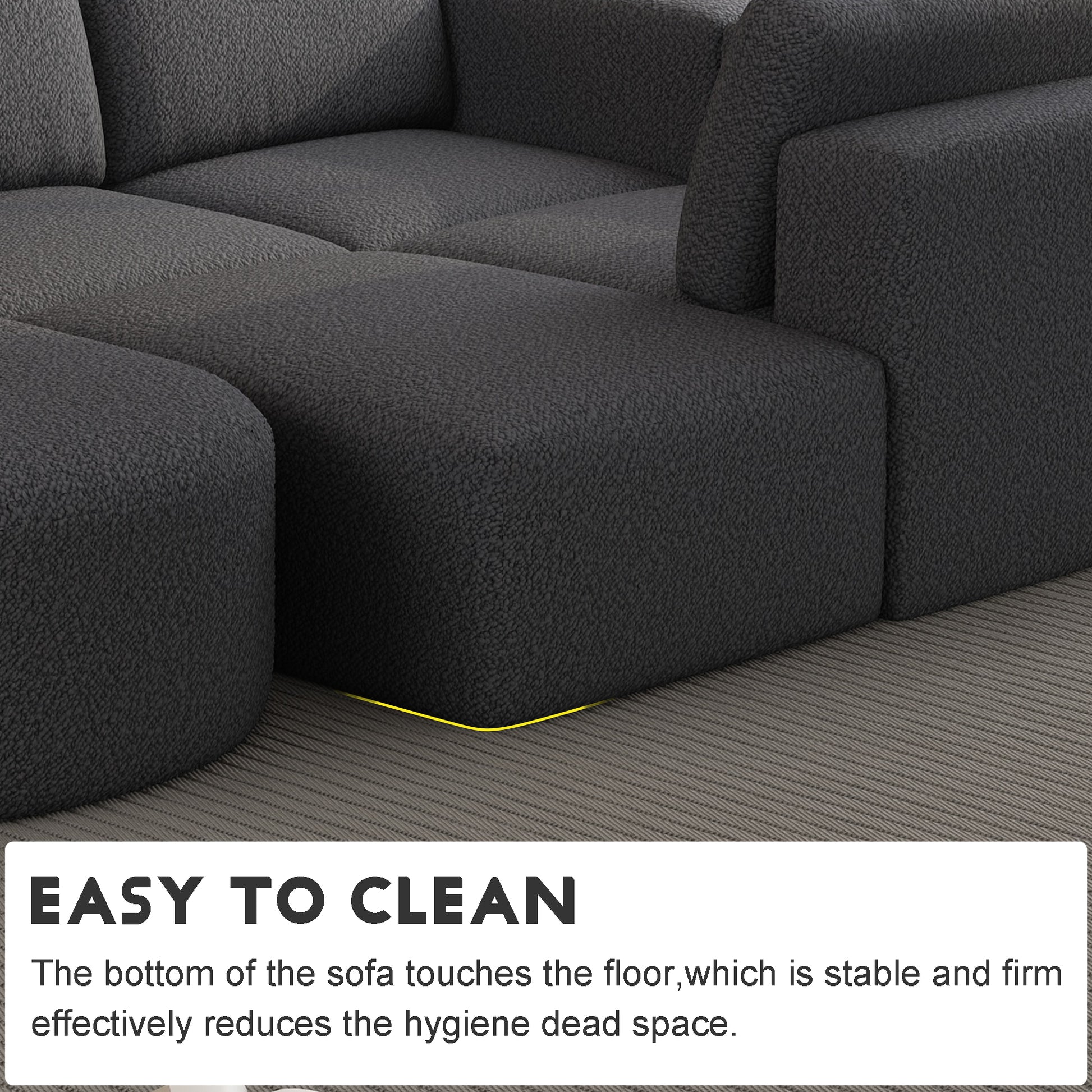 104.32*70.86 Modular Sectional Sofa Sleeper Couch, Sectional Sofa With Chaise And Ottoman, Convertible U Shaped Modular Sofa Set. Compressed Sponge, Dark Grey Combo A B C D Dark Grey Primary Living Space Soft Minimalist,Modern Foam Spring 5 Seat