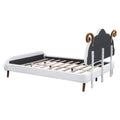 Full Size Upholstered Platform Bed With Sheep Shaped Headboard, White Full White Plywood
