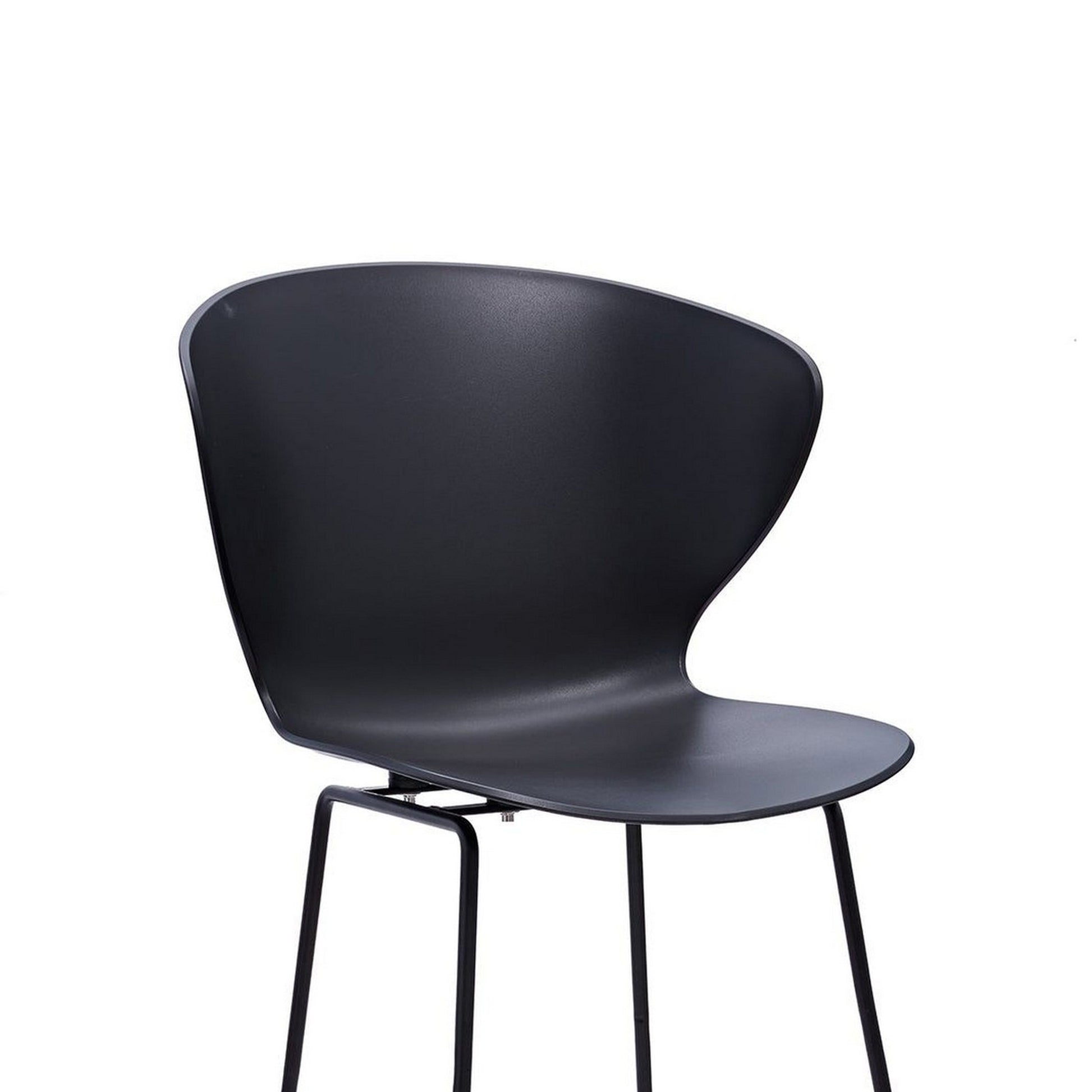 Kivi 30 Inch Set Of 2 Barstool Chairs, Metal, Curved Black Polypropylene Black Metal