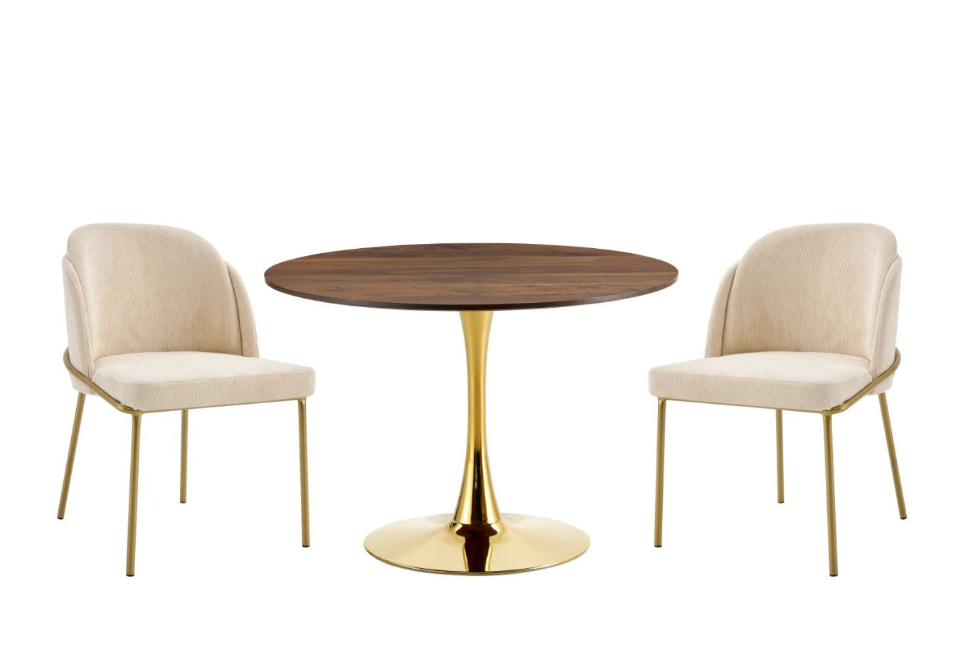 Tulip Dining Table ,Round, 80Cm Nature Wood, Dia 80, Golden Leground Table For 2 People 3 People ,1Pc Per Ctn Natural Wood Wash Mdf