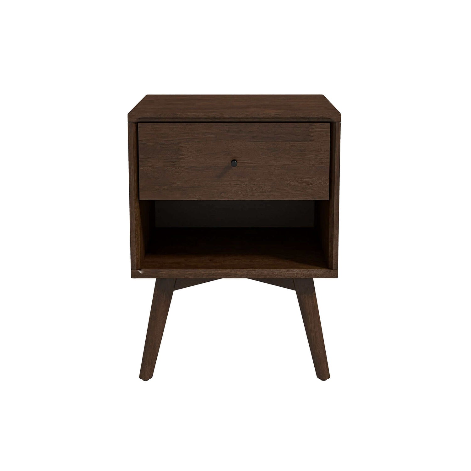 Caroline Mid Century Modern Style Night Stand Brown Solid Wood