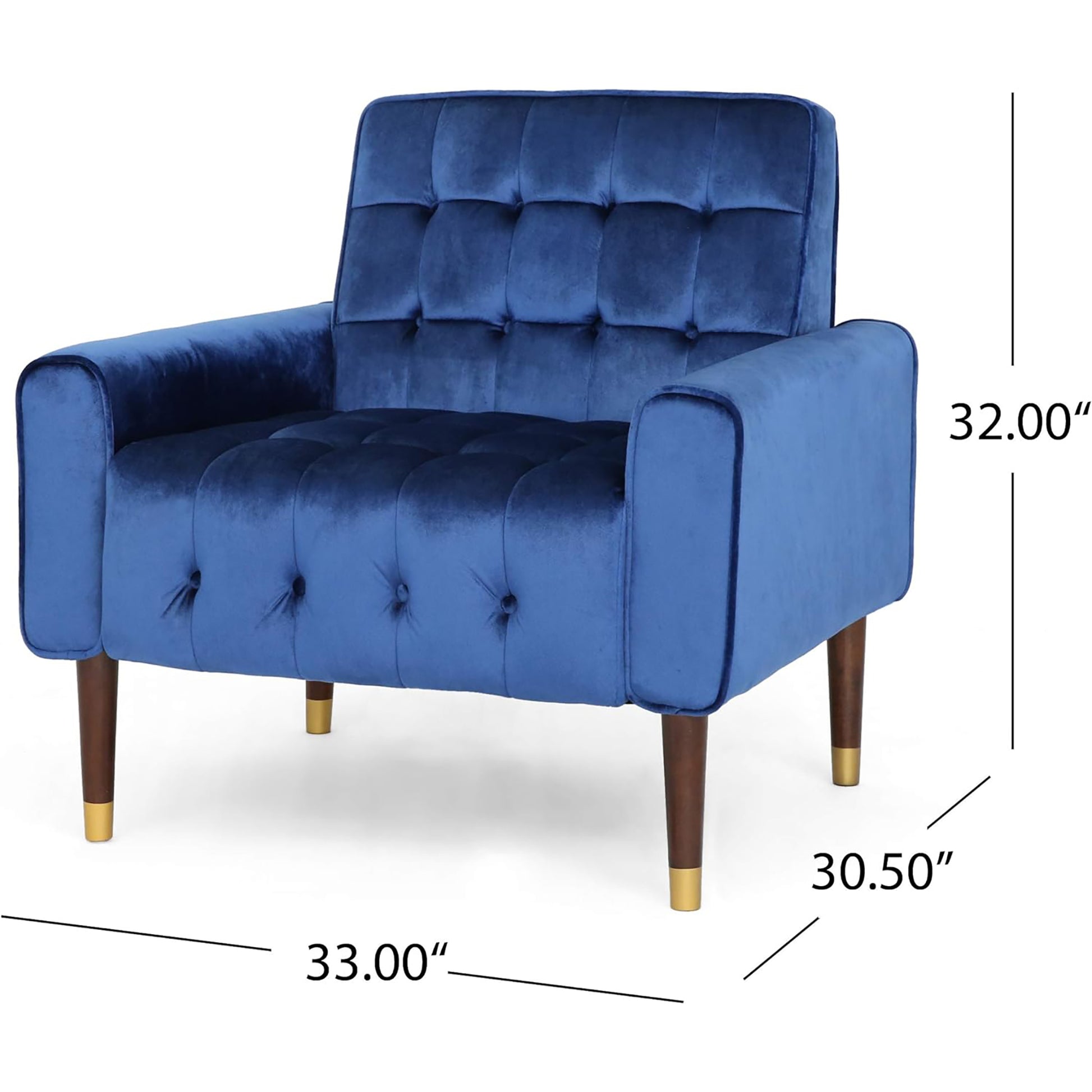 Mirod Comfy Arm Chair With Tufted Backmodern For Living Room, Bedroom And Study Blue Velvet