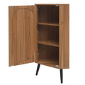 Corner Cabinet ,Rattan Door,Freestanding Corner Tables For Small Spaces, Corner Shelf Stand For Living Room, Kitchen, Bathroom, Bedroom Walnut Particle Board