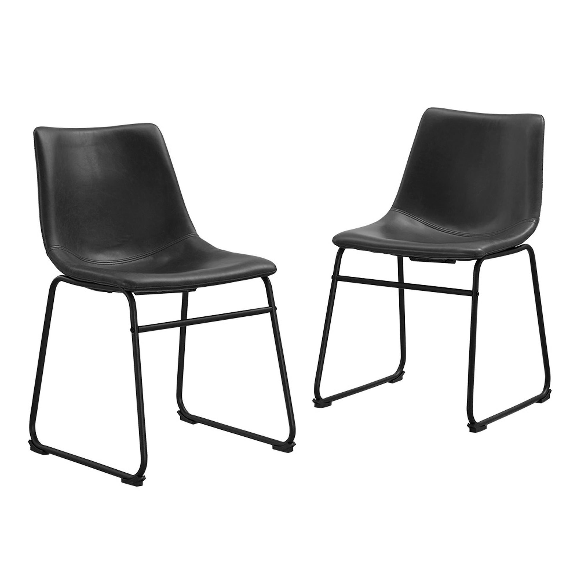 Industrial Faux Leather Dining Chairs, Set Of 2