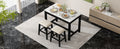 5 Piece Modern Faux Marble Versatile Bar Table Set With Storage Drawers And Padded Stools, Ideal For Space Saving Dining Nooks Or Small Kitchens Black Black Solid Wood Mdf