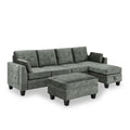 Sectional 3 Seaters Sofa ,Double Sided Multi Functional Footstool, Storage Matnon Slip Leg, Two Pillows, Velvet, Light Grey Light Grey Velvet 3 Seat