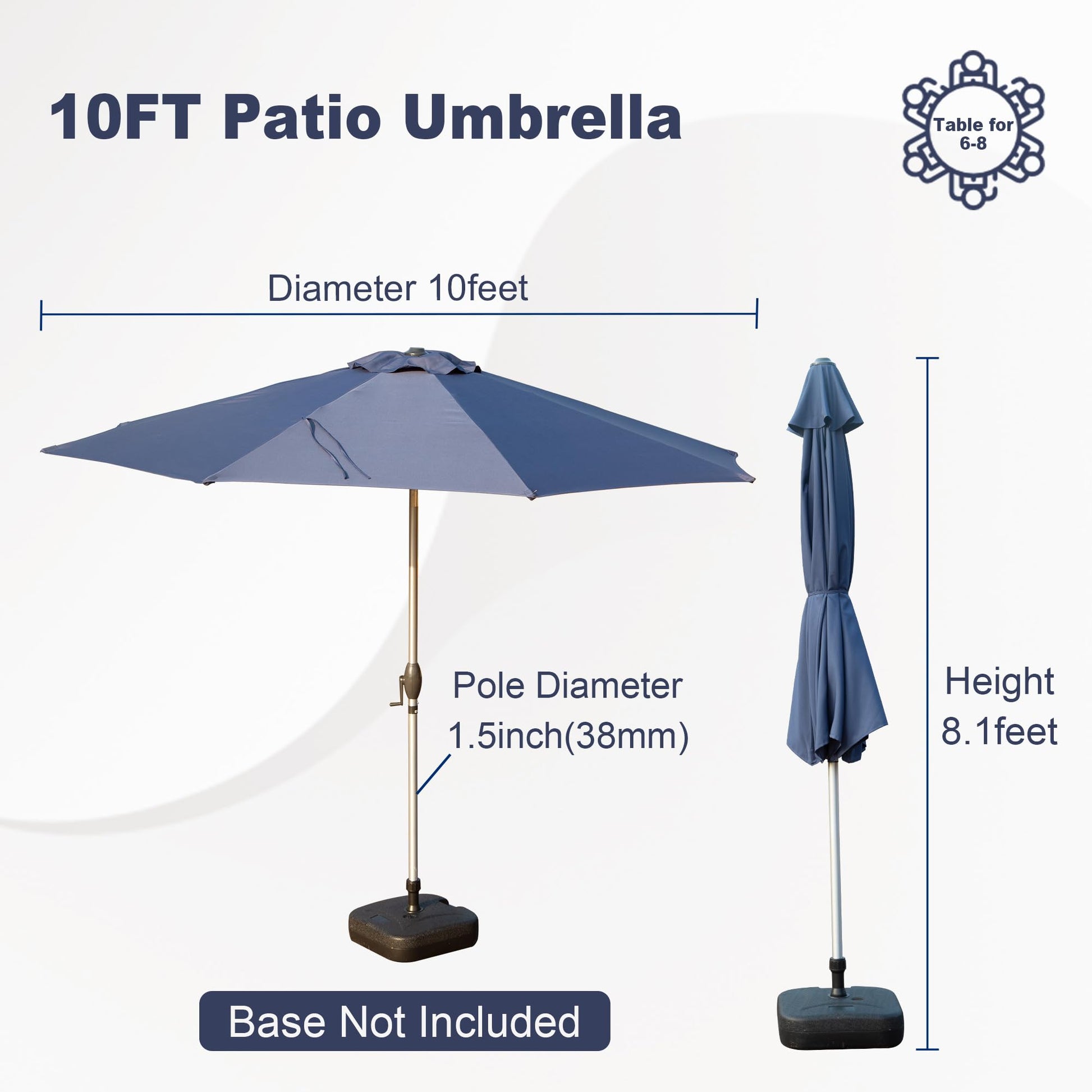 are patio table umbrellas a standard diameter 10Ft Patio Umbrella, Outdoor Table Umbrella With Push Button Tilt And