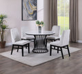 1Pc Unique White Faux Marble Round Table Cage Like Base Dining Wooden Furniture Black Finish Black White Seats 4 Dining Room Modern Round Round Faux Marble,Wood