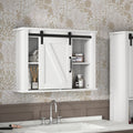 Bathroom Wall Cabinet With 2 Adjustable Shelves Wooden Storage Cabinet With A Barn Door 27.16X7.8X19.68 Inch White Mdf