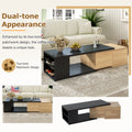 47.2'' 57''W Extendable Coffee Table With 2 Storage Drawers, Dual Tone Wood Center Table With Extendable Sliding Tabletop, Multi Functional Hidden Storage Sofa Table For Living Room, Black Black Primary Living Space Drawers Rectangular Particle Board Mdf