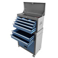 High Capacity Rolling Tool Chest With Wheels And Drawers, 8 Drawer Tool Storage Cabinet Blue Grey Iron