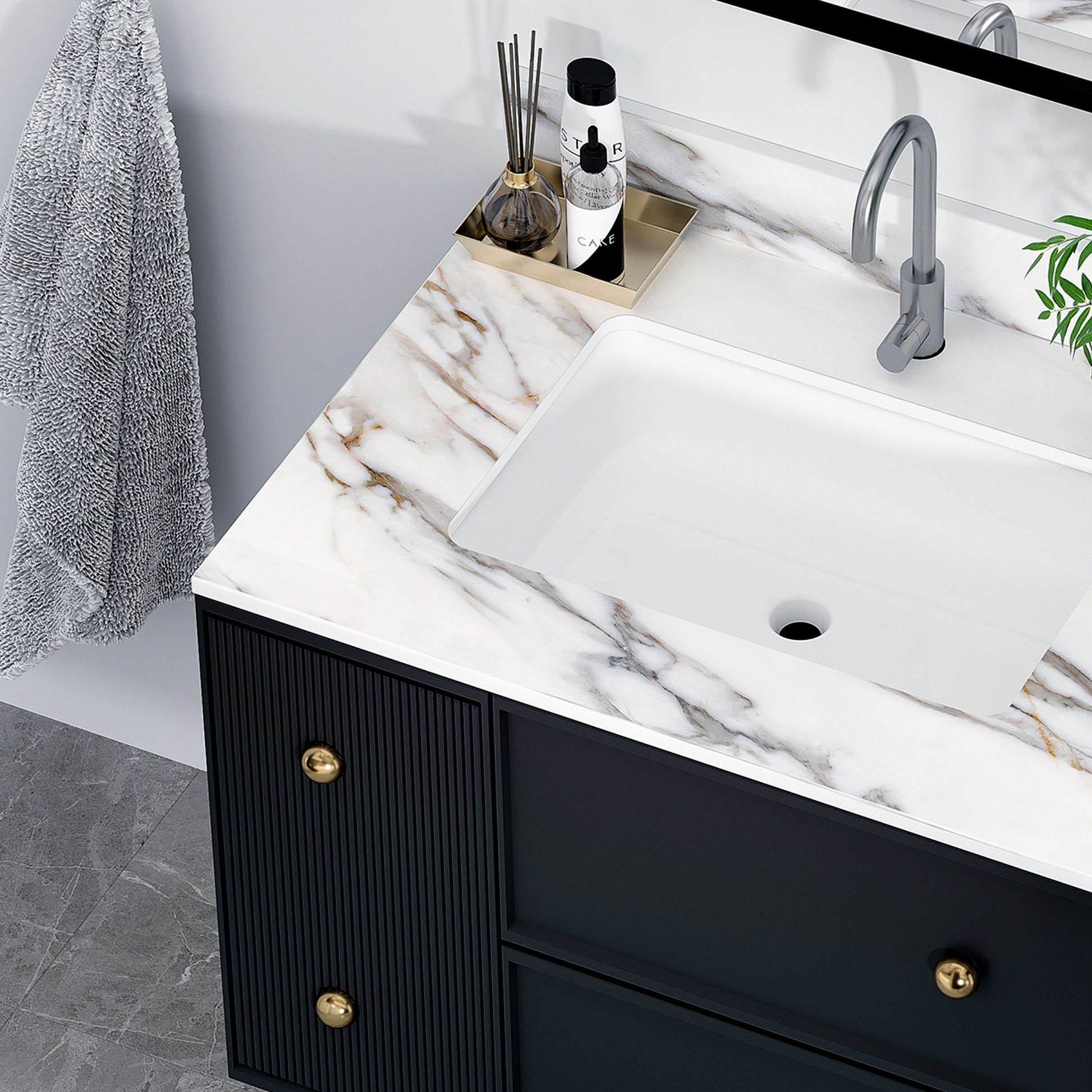 31 Inch Marble Vanity Top, Bathroom Vanity Top With Undermount Rectangular Middle Sink And 4" Height Backsplash, Pre Drilled Faucet Hole Vanity Top, Carrara White With Veins White Marble Bathroom American Design,American Traditional Sintered Stone