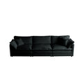 Mid Century Modern Couch 3 Seater Sofa With 2 Armrest Pillows And 3 Toss Pillows, Couch For Living Room Black Chenille Black Chenille 3 Seat