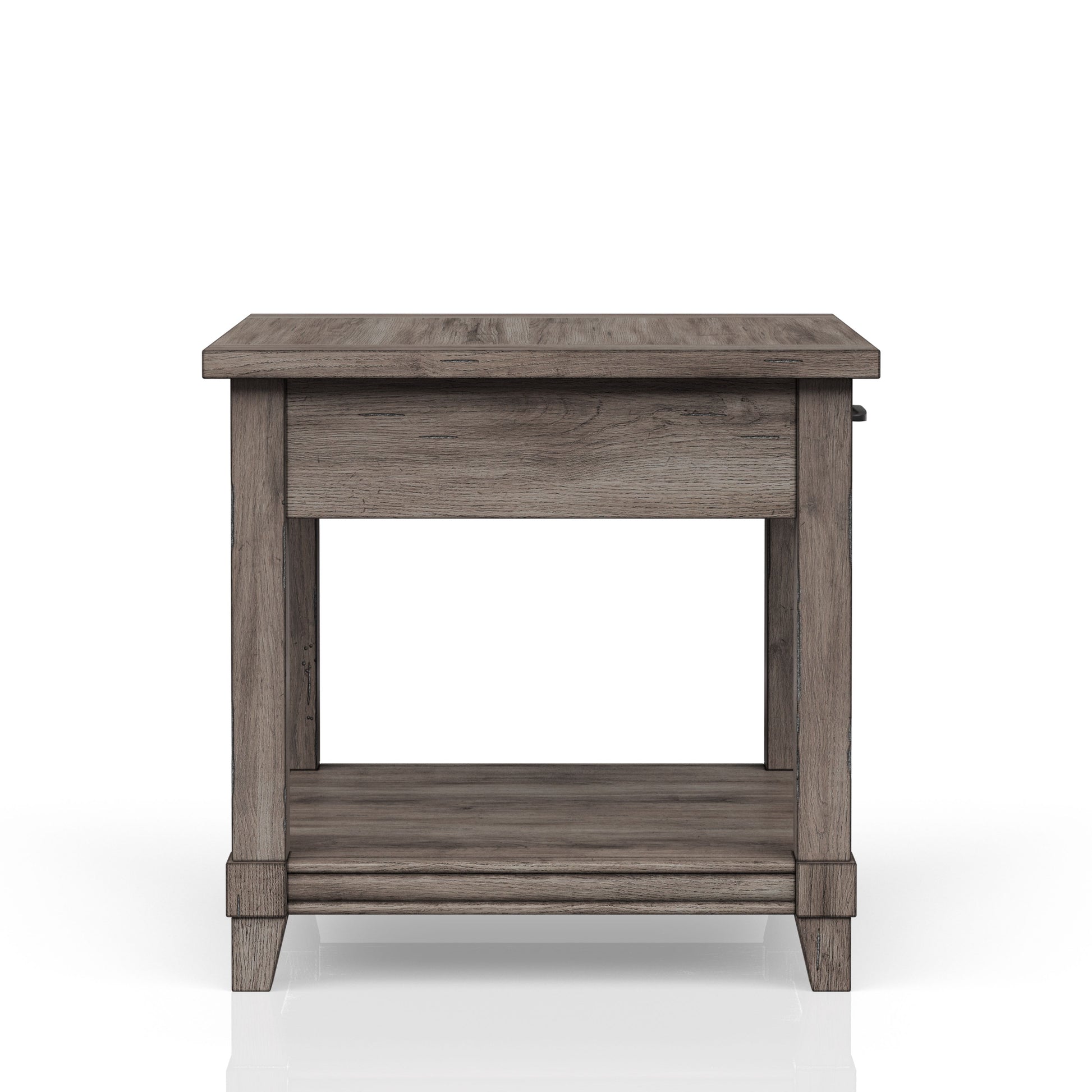 End Table W Storage Drawer & Usn Gray Solid Wood Mdf