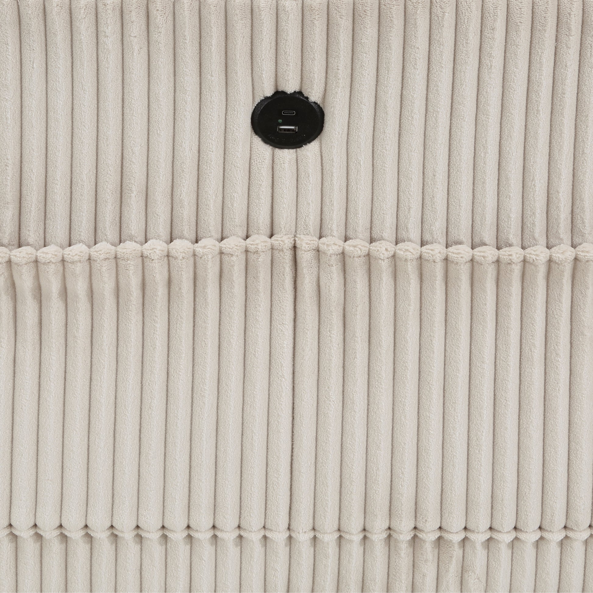 Modern Living Room Furniture 1Pc Beige Chair With One Arm, Storage Pouch And Charging Ports Corduroy Fabric Upholstery Beige Primary Living Space Contemporary,Modern Solid Wood