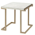 White And Champagne Sled Base End Table White Gold Primary Living Space Contemporary Rectangular Wood Metal Sled
