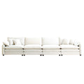 Corduroy Sofamodern Upholstered 4 Seater Corduroy Fabric Sofaoffice Living Room Apartment Comfortable Sofa, Easy To Assemble With 2 Arm Pillows And 4 Throw Pillows Beige Corduroy 4 Seat