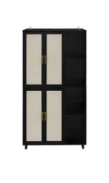 4 Door Cabinet With 4 Shelves With 4 Adjustable Inner Shelves, Storage Cabinet Black Mdf