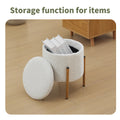 Modern Round Storage Ottoman, Ottoman Foot Stools With Metal Base, Ottoman Footstool With Removable Lid Storage Ottoman For Living Room, Bedroom, Makeup Room White White Upholstered