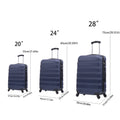 Luggage Universal Wheel Hard Shell Lightweight Password Lock Family Set Blue, 3 Piece Set 20 Inches 24 Inches 28 Inches Blue Abs