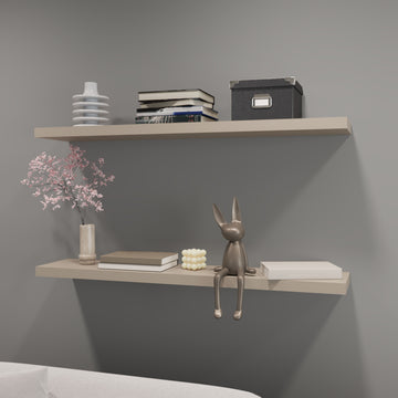 Greer Floating Shelf In Melamine X2,Taupe Taupe Minimalist,Modern Particle Board Melamine