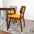 Kaden Orange Velvet Dining Chair Set Of 2 Yellow Brown Rattan,Solid Wood,Velvet