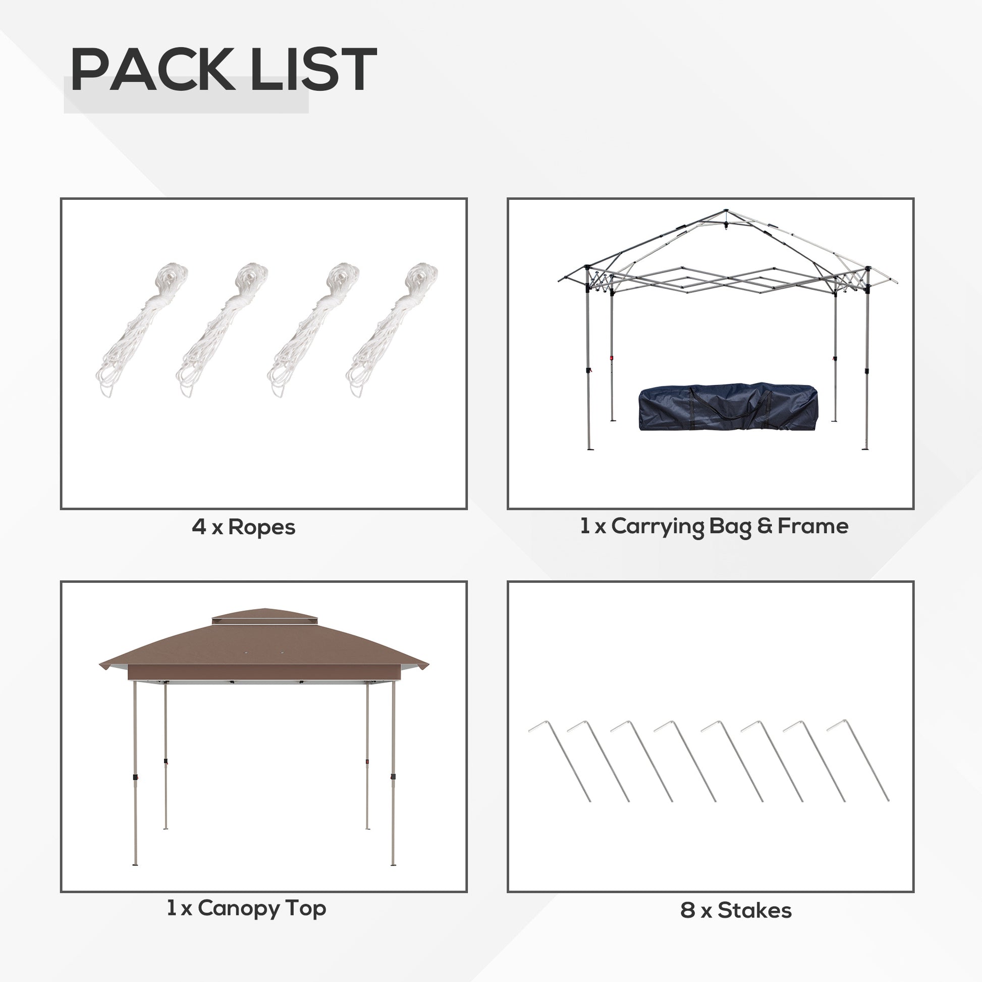 Outsunny 12' X 12' Pop Up Canopy Tent With Netting And Carry Bag, Instant Sun Shelter With 137 Sq.Ft Shade, Tents For Parties, Height Adjustable, For Outdoor, Garden, Patio, Khaki Brown Steel