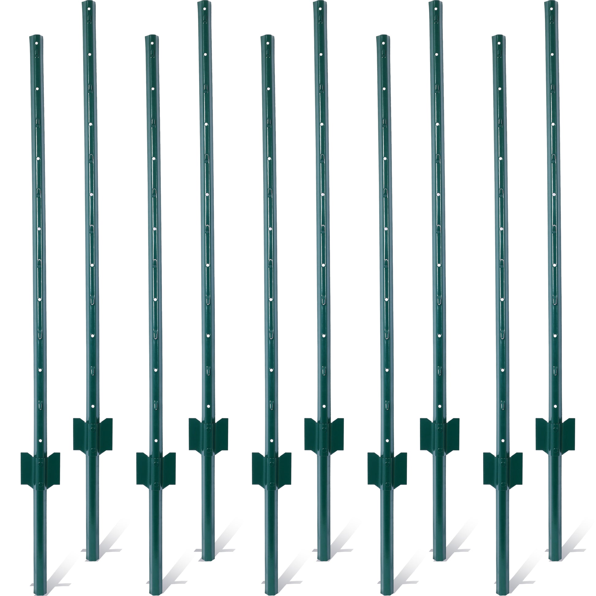 Fence Posts 4Feet 10Pack, Heavy Duty Metal Fence Post With U Channel, Steel Fence U Post For Holding Garden Wire Fence, Corner Anchor Posts Etc. Green Steel