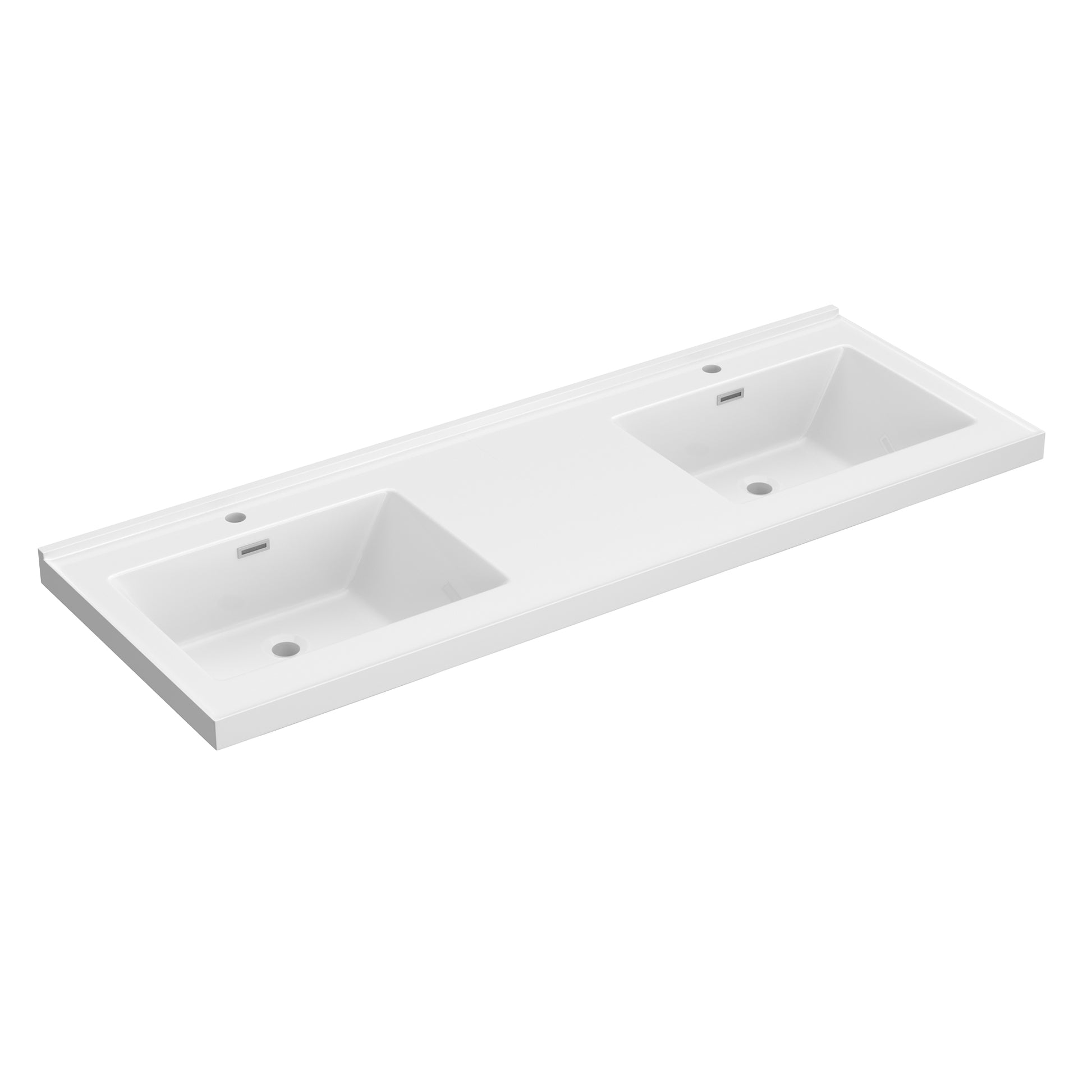 60 Inch Vanity Top Bathroom Sink Fit To 60" Cabinets In Glossy White Double Basin White Bathroom Luxury,Modern Solid Surface Solid Surface