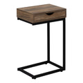 Accent Table, C Shaped, End, Side, Snack, Storage Drawer, Living Room, Bedroom, Brown Laminate, Black Metal, Contemporary, Modern Brown Metal