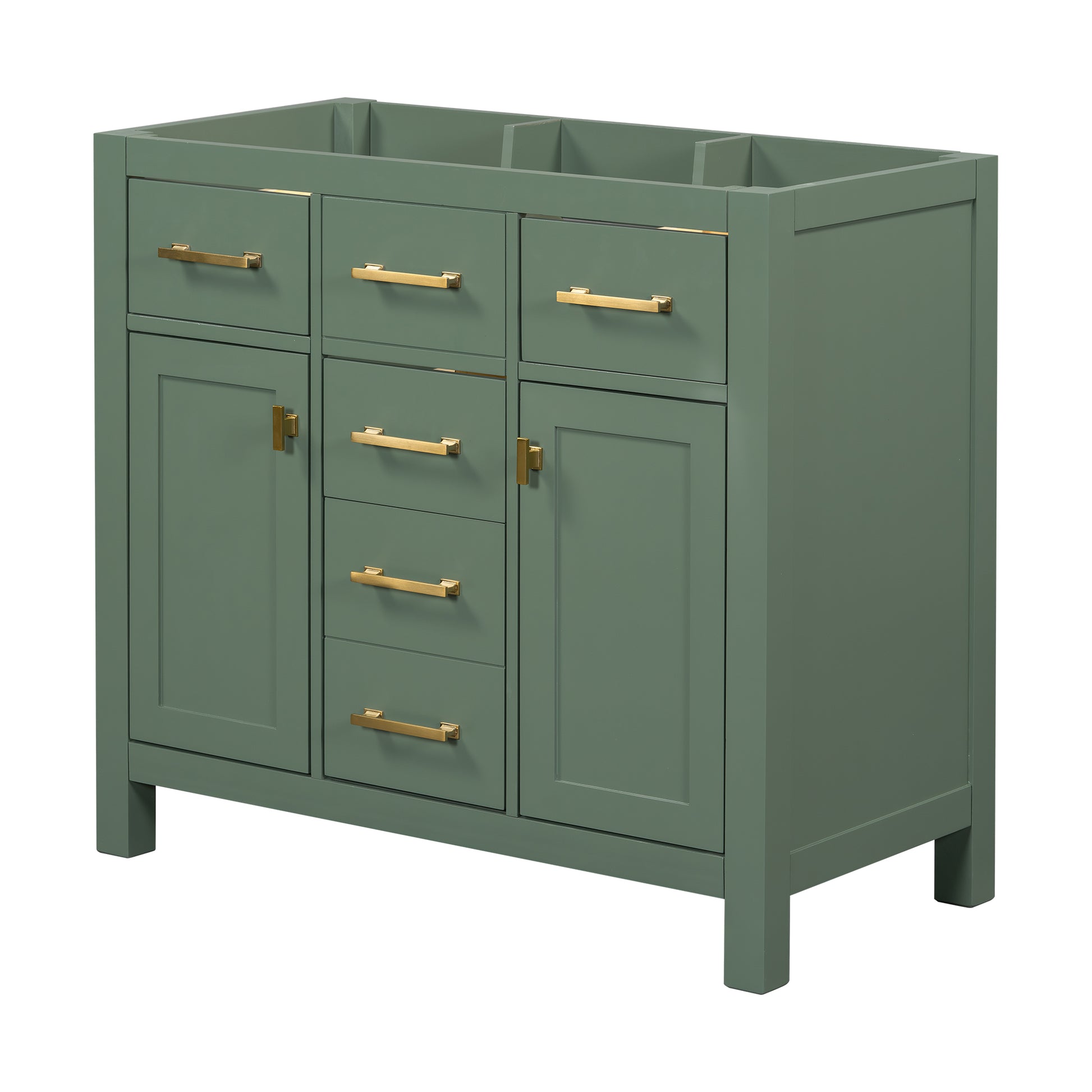 36'' Bathroon Vanity Without, Modern Freestanding Single Bathroom Cabinet With 4 Drawers & 2 Cabinets,Storage Cabinet For Bathroom, Solid Wood Frame Vanity Only, Green Not Include Sink Green Solid Wood Mdf