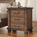 Rustic Three Drawer Reclaimed Solid Wood Framhouse Nightstand Old Sku:Wf298401Aad Natural 3 Drawers Bedroom Pine Solid Wood