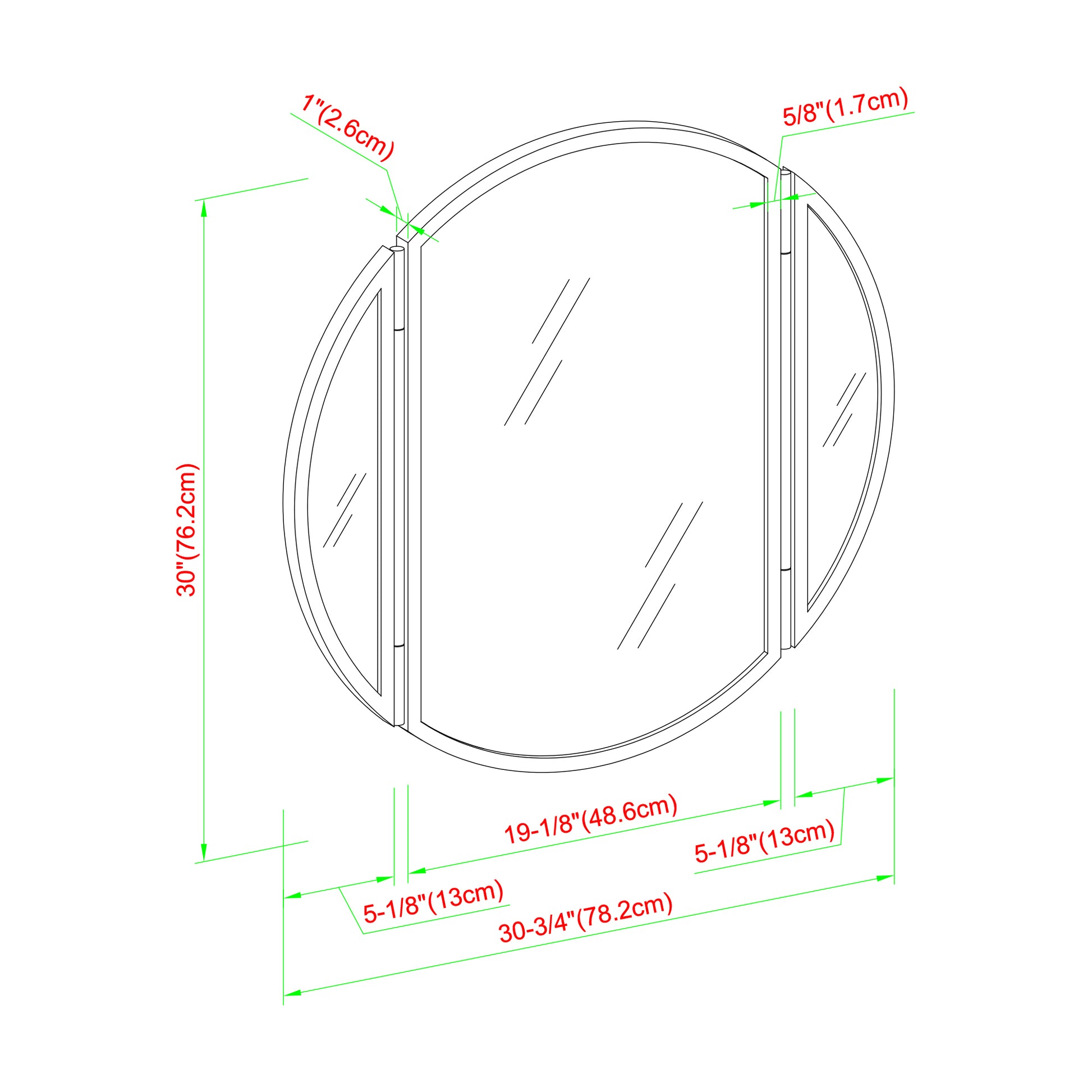 Modern Hinge Round Wall Mirror Black Black Glass Steel