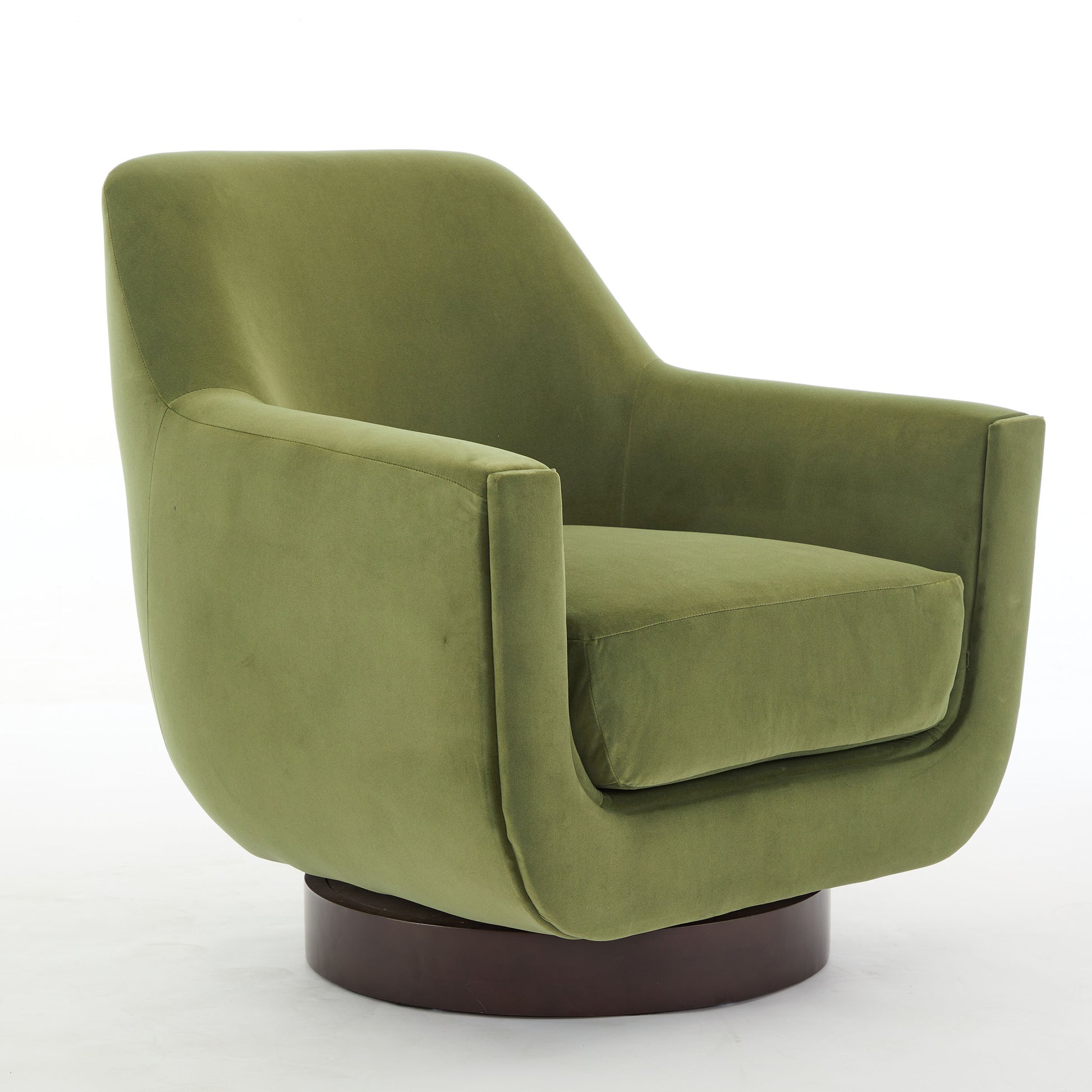 U Shaped Fully Assembled Swivel Chair Velvet Accent Chair Armchair Round Barrel Chair For Living Room Bedroom, Green Green Velvet