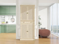 4 Door Cabinet With 1 Drawer, With 4 Adjustable Inner Shelves, Storage Cabinet Natural Particle Board