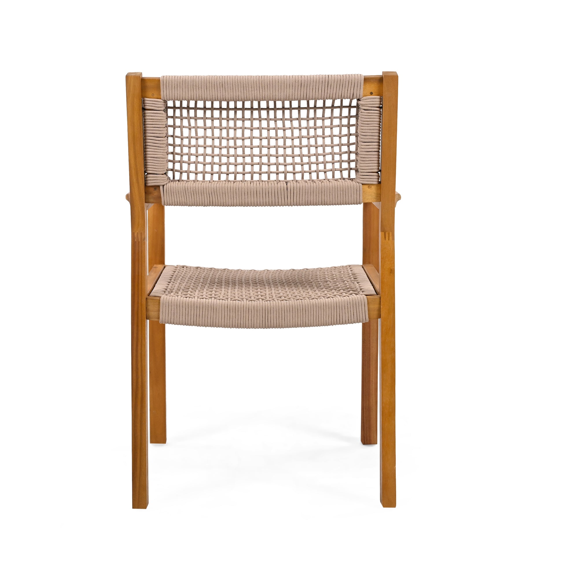 Braided Dining Chair Light Brown Light Brown,Teak Acacia Wood,Rope